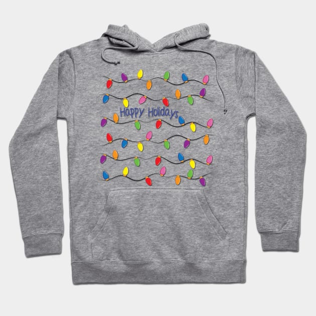 Happy Holidays with Colorful Lights Hoodie by DQDesigns By Chele